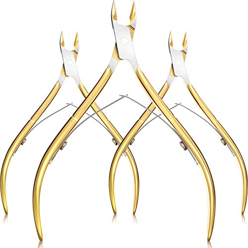 Mudder 3 Pcs Cuticle Trimmer Nipper Stainless Steel Nail Scissor, Gold - color: Gold
