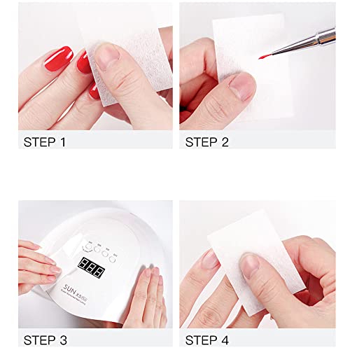 Gel Nail Polish Remover Cotton Pads, Lint Free Nail Wipes, (1000, White) - color: White