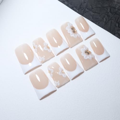 Handmade Duck French Press On Nails | Reusable & Salon Quality (O902, M) - color: O902, size: M