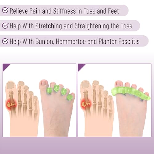 DR JK- ToePal Gel Toe Separator, 4 Pairs, Toe Spacers, Bunion Corrector - color: Light Green, size: 4 Pairs