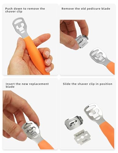 Callus Shaver Remover Stainless Steel Callus Trimmers Hard Skin Dry Skin Remover Calluses Planer Pedicure Foot File Tool - color: Orange