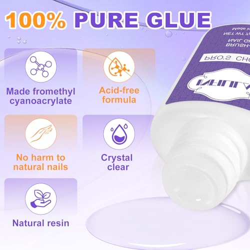 NXJ INFILILA Brush On Nail Glue,Super Strong Nail Glue for Press Ons,3X7ML - color: 3PCS