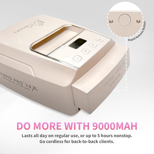 iGel Beauty Hybrid PRO 3.0 XL UV/LED Nail Lamp – Wireless Rechargeable 48W Nail Dryer, Extra Wide Full-Hand Curing, 9000mAh Battery, Smart Timer & Builder Gel Mode, Cordless Professional Lamp - color: Tan