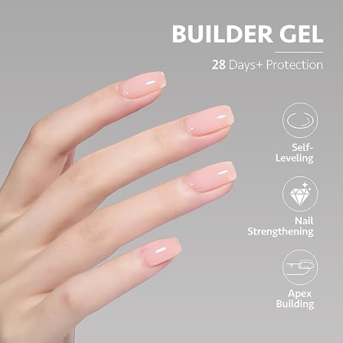 GAOY Builder Gel for Nails, 16ml Nail Strengthener in a Bottle, Nail Extension Hard Gel, Soak Off Long Lasting UV Light Cure, 1958 Crystal Pink, Base Coat Top Coat Needed - color: 16ml Crystal Pink