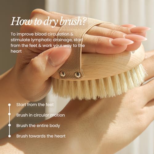 Bare Botanics Dry Brushing Body Brush for Lymphatic Drainage - size: 4-inch