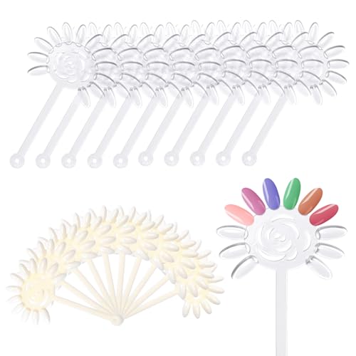Nail Color Swatches 240 Tip Practice Sticks Wheel Natural and Clear - size: Floral