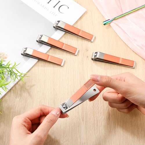 Mudder 6 Pcs Large Toenail Clippers Straight Edge Cutters, Rose Gold - color: Rose Gold