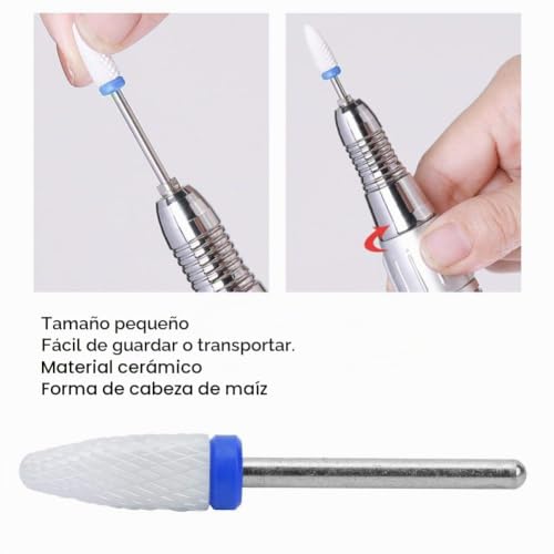 Ceramic Nail Drill Bit Corn-Head-Shape Professional Grinding Head for Nail Polishing(Blue) - color: Blue
