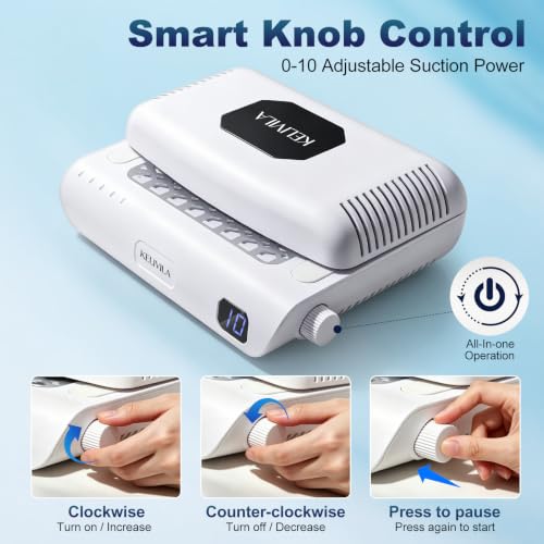 Nail Dust Collector Foldable 8100RPM Nail Vacuum with Dual Turbo Fans - color: White