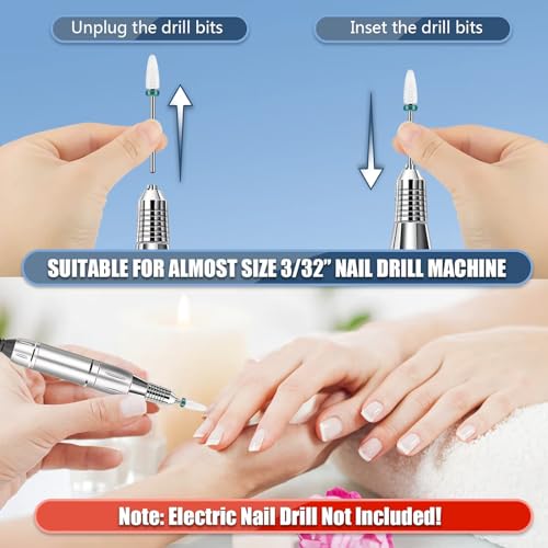 Depvko 13PC Nail Drill Bits Set: 3pcs Tungsten Carbide Drill Bits - color: Silver