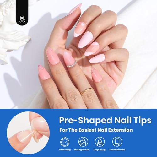 Beetles Gel Nail Tips Soft Nail Extension 504Pcs 12 Sizes Short Almond - color: Short Almond 504pcs (Clear Nail Tips)