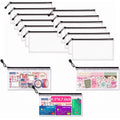 12 Pcs Sticker Storage Organizer Clear Zipper Pouches (9.5×4.7 Inches) - size: 9.5x4.7inch
