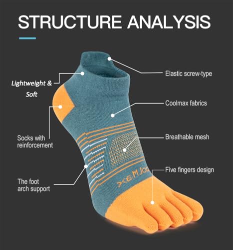 Toe Socks Cool-max Running Socks for Men Women 3 Pairs Athletic Breathable Five Finger Socks - color: Multicolor-c04# Ankle/3 Pairs, size: Large