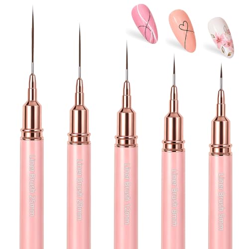 5PCS Nail Art Brushes, Metallic Fine Liner Nail Art Pens for Nail Painting