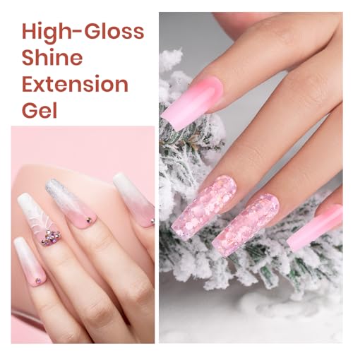 Beetles Poly Nail Extension Gel Kit, 4 Colors Poly Nail Gel - color: 0-Pink Tint Nail Strengthening