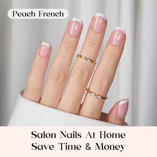 Beetles Press On Nail Kit - Extra Short Square French Tip Nails 210Pcs - color: C - Pink French - XS