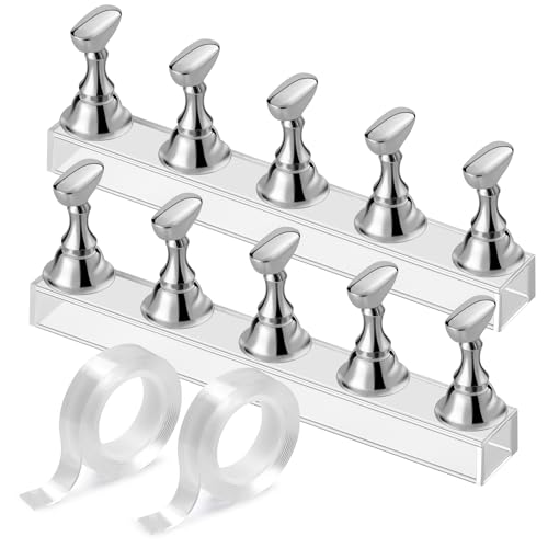 Nail Stand Magnetic Nail Holder for Painting Nails Nail Stands for Press-On - color: Silver
