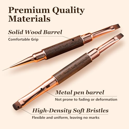 Builder Gel Brush - Nail Art Brushes for Polygel, 2Pc Double-Ended