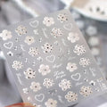 White Flower Nail Stickers 5D Embossed Nail Stickers Decals - color: Color37