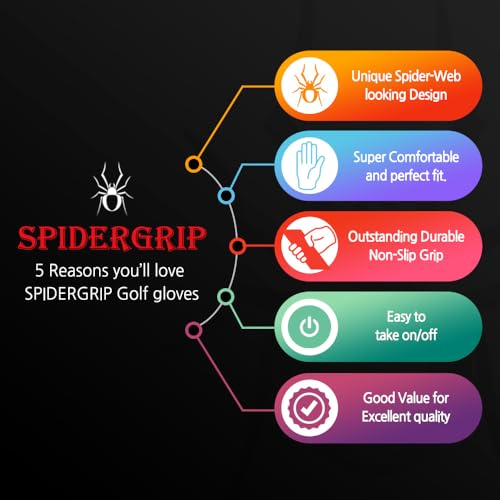 Spider Grip Men's Golf Glove - color: Silver, size: Men Extra Large (25)