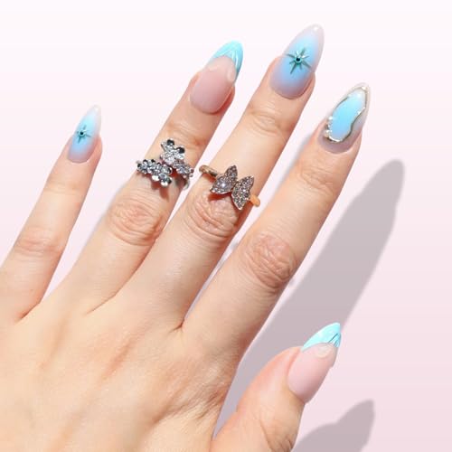 Nail Reformation Press On Nails, Starlight | Icy Blue Medium Almond 30 Pcs - color: Starlight