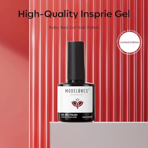 modelones Red Gel Nail Polish Soak Off UV/LED Gel Polish 15ML - color: A1-Red Solid