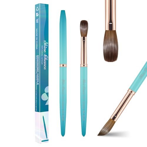 Acrylic Nail Brush Size 14, 100% Pure Kolinsky Nail Brush for Acrylic Application, Professional Nail Extension Manicure Tool Nail Drawing Pen for DIY Home Salon(Cyan) - color: Cyan, size: #14