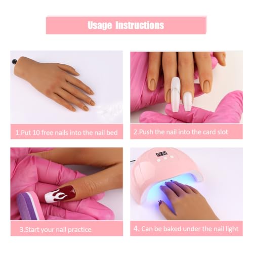 Nail Pratice Training Hand for Acrylic Nails with Stand Bracket,Soft Silicone Maniquin Hand, Flexible Bendable Nail Practice Fake Hand for Nails Art Practice Tool - color: 4#, size: Right Hand