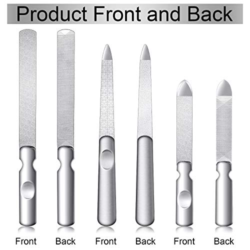 3 Pcs Stainless Steel Nail File Kit with Leather Case, Double Sided, Brown - color: Brown