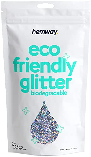 Hemway Biodegradable Glitter Silver Holographic 3.5oz Extra Chunky - color: Silver Holographic, size: Extra Chunky (1/24" 0.040" 1mm)