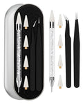 Rhinestone Picker Tool Set,Rhinestone Applicator Tool,Rhinestone Picker Dotting With 4 Extra White Replaceable Wax Head and 2 Tweezer (White) - color: Withe