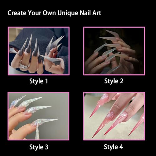 140 Pcs Stiletto Claw Nail Tips Forms Poly Gel Extension Eagle Claw - color: Styl 1