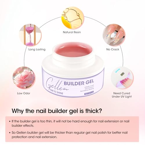 Gellen Builder Gel for Nails, UV/LED Hard Gel Nail Extensions 30g Nude Pink - color: Nude Pink
