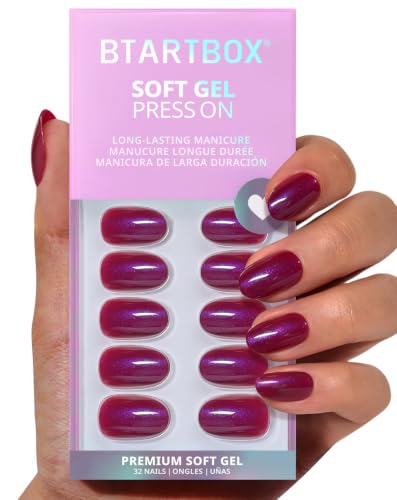 BTArtbox Halloween Press On Nails, Short Oval Purple Nails, 32Pcs Full Kit - color: A2-Midnight Alibi