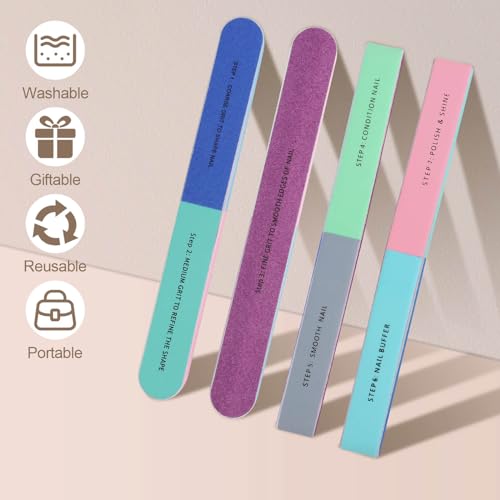IFUNSON Professional Nail Buffer Block, Nail Buffer for Natural Nails, All-in-One Smooth & Buff & Shine for Nail Care, 8 Pack.