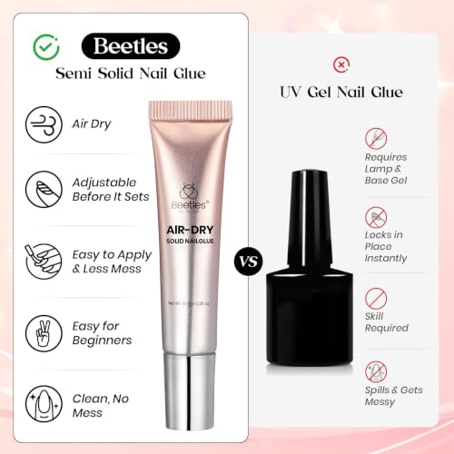 Beetles Semi Solid Nail Glue, 10g Super Strong Nail Glue for Press Ons - color: 00 - Solid Clear