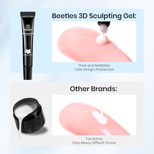 Beetles White Sculpting Gel for 3D Nail Art – No Wipe 3D Rhinestone - color: E-White-1