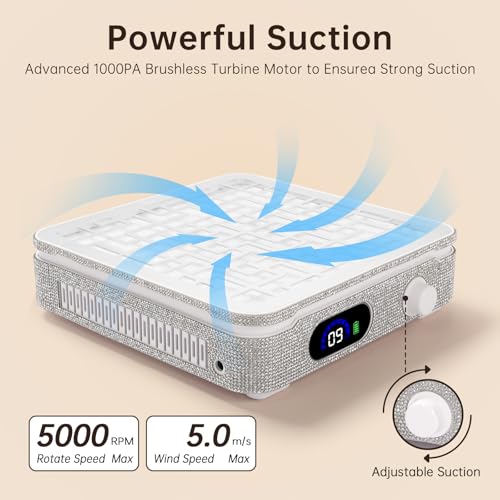 Nail Dust Collector Cordless Dust Collector Nail Tech - color: White Diamond