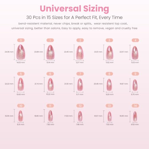 Nail Reformation Press On Nails, Glitter Pink Medium Almond Fake Nails - color: Glitter Pink
