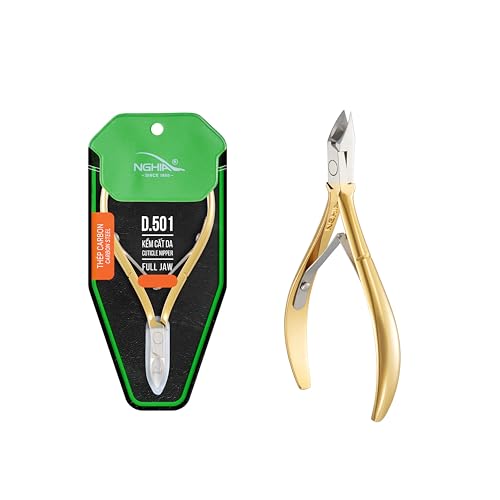 Professional Hard Steel Cuticle Nipper - D-501, Precision Nail Tech Nipper with Gold and Grey Plated Double Spring Jaws - Lap Joint Construction for Superior Performance. - color: Gold - 2 Spring