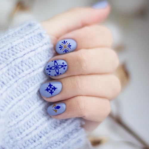 PH PandaHall 5pcs Mosaic Tile Pattern Nail Art Templates, Kaleidoscope Stamping Plate 52 Patterns Plant Flower Nail Art Stencils Stainless Steel Plates for Nail Design Print Manicure Salon