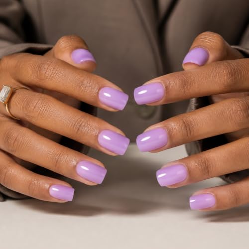 Purple Press On Nails Square - Light Purple Nails Fake Nails - color: 5A - Lilac Mauve