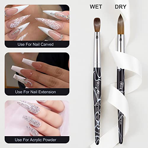 Acrylic Nail Art Brush Size 8, 100% Pure Kolinsky Hair Oval for Application, Professional Extension Manicure Tool Striping Drawing Pen DIY Home Salon, Black - color: Black, size: #08