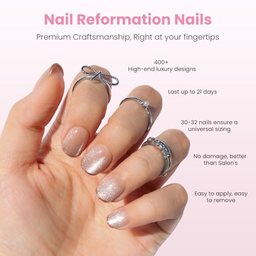 Nail Reformation Press On Nails, Shimmer Bright | Short Square Fake Nails - color: Shimmer Bright