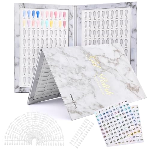 160 Nail Color Display Book with 240 Nail Tips & Number Stickers 1-200