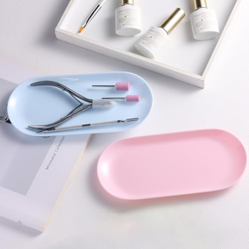 Manicure Tools Storage Tray 3Pcs Oval Plastic Display Dish