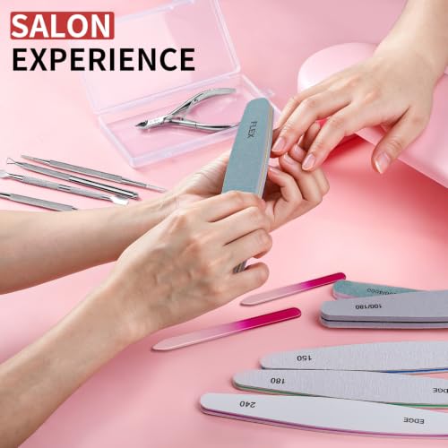 Teenitor Nail File with Cuticle Trimmer Set, 6pcs Emery Boards for Nails