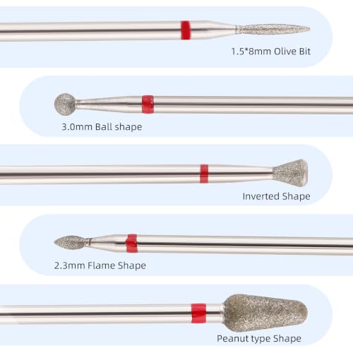 QUNZHAO 5Pcs Diamond Nail Drill Bits sets (RED (Fine) B03 set) - color: RED (Fine) B03 set