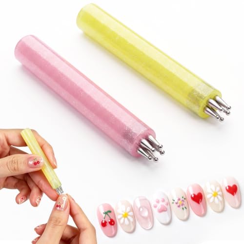 2Pcs 5 Petal Flower Dotting Tool Nail Art 1.8mm Nail Dot Tool