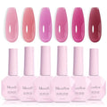 MelodySusie Jelly Gel Nail Polish Set 6PCS Milky or Jelly Texture 15ML - color: Peachy Rose Jelly Set 15ML